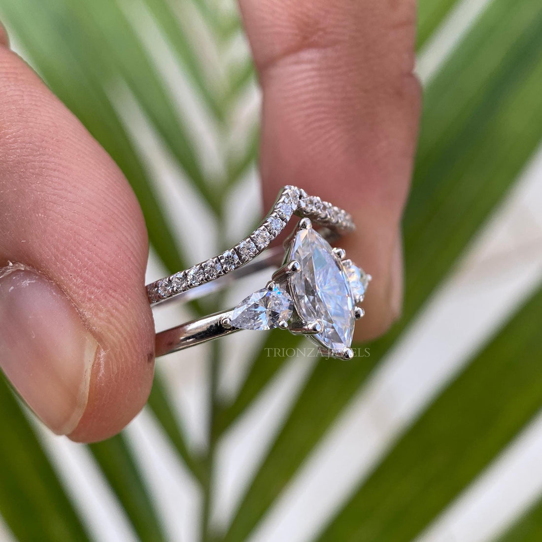 marquise moissanite engagement ring