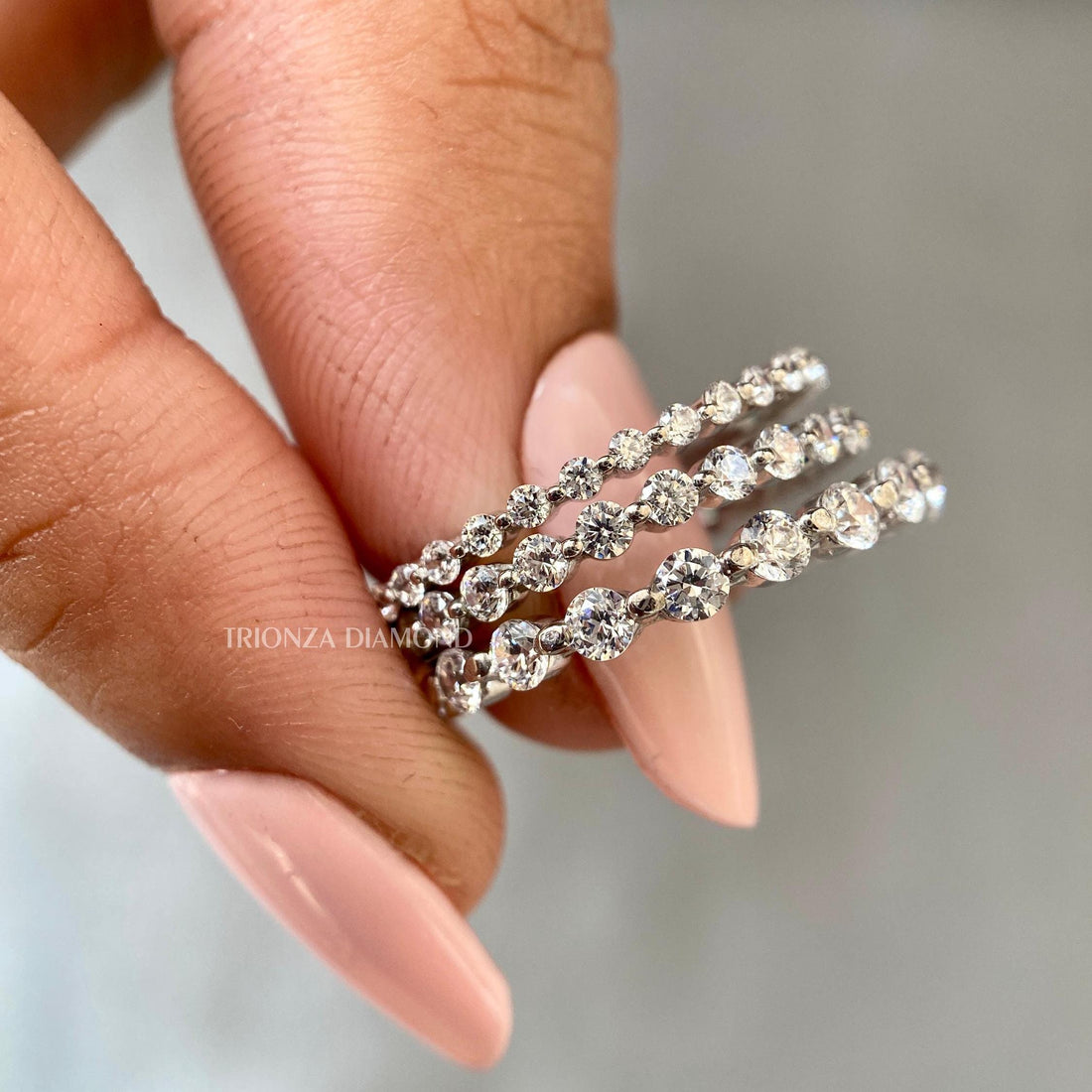 Floating Bubble Lab Grown Diamond Full Eternity Stackable Band