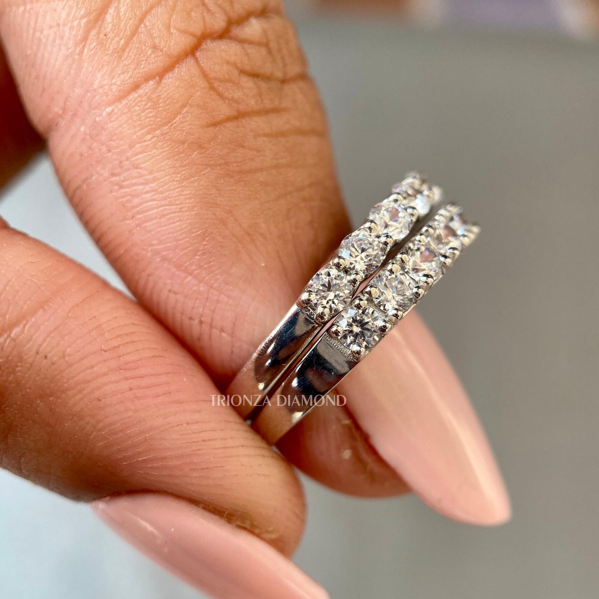 Dainty stacking ring designed as a minimalist flush band for everyday wear