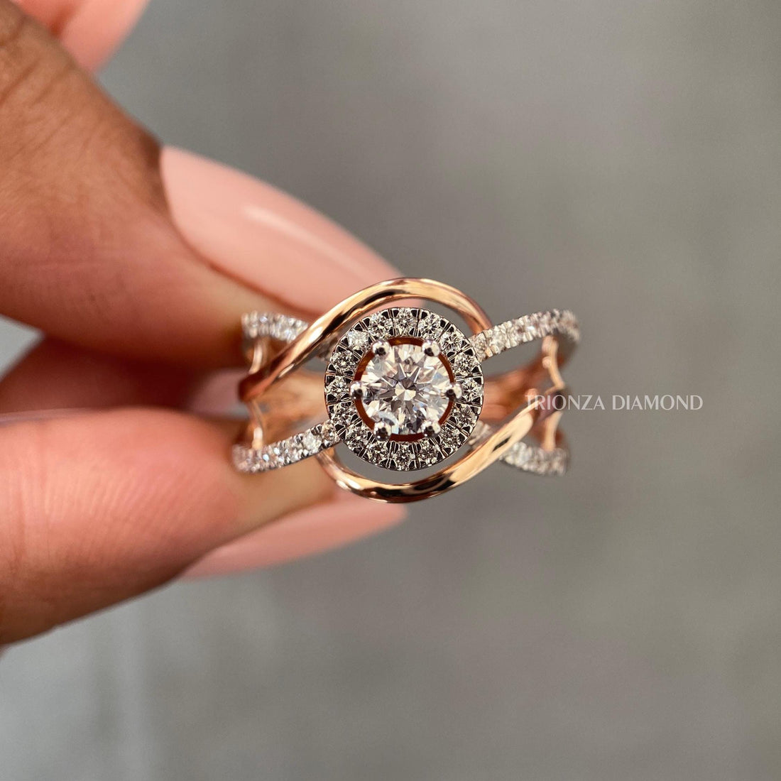 0.75 CT Round Halo Lab Grown Diamond Wedding Ring D/VVS1 IGI