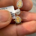 Round cut lab grown diamonds set alongside pear and oval stones in this 14K gold bracelet