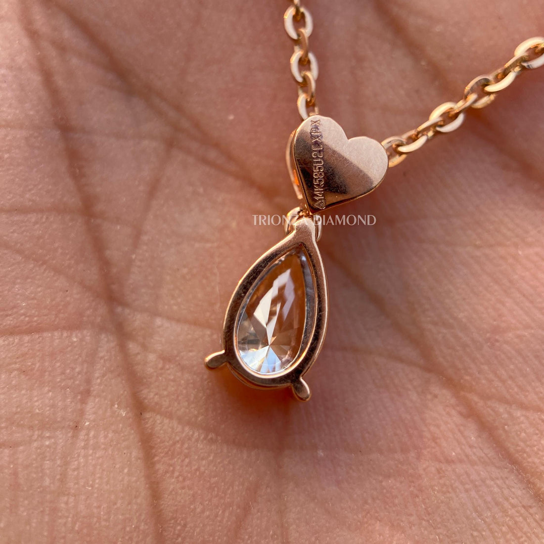 Pear Cut Lab Grown Diamond Pendant - 14K Rose Gold Daily Wear