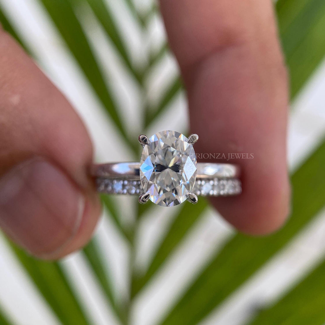 1.50 CT Oval Moissanite Bridal Set - 14K Rose Gold Wedding Ring