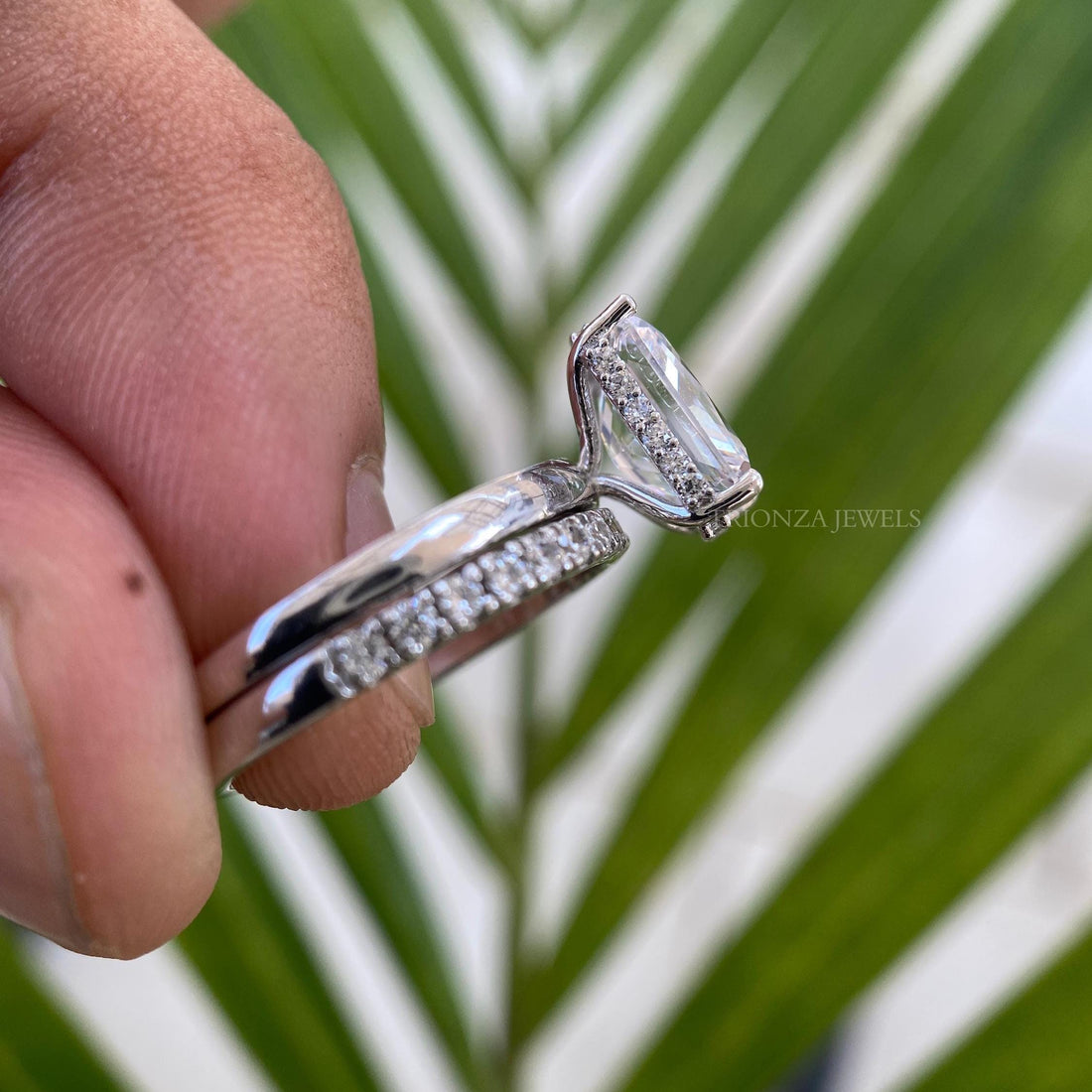 2 CT Radiant Cut Hidden Halo Moissanite Bridal Set Ring