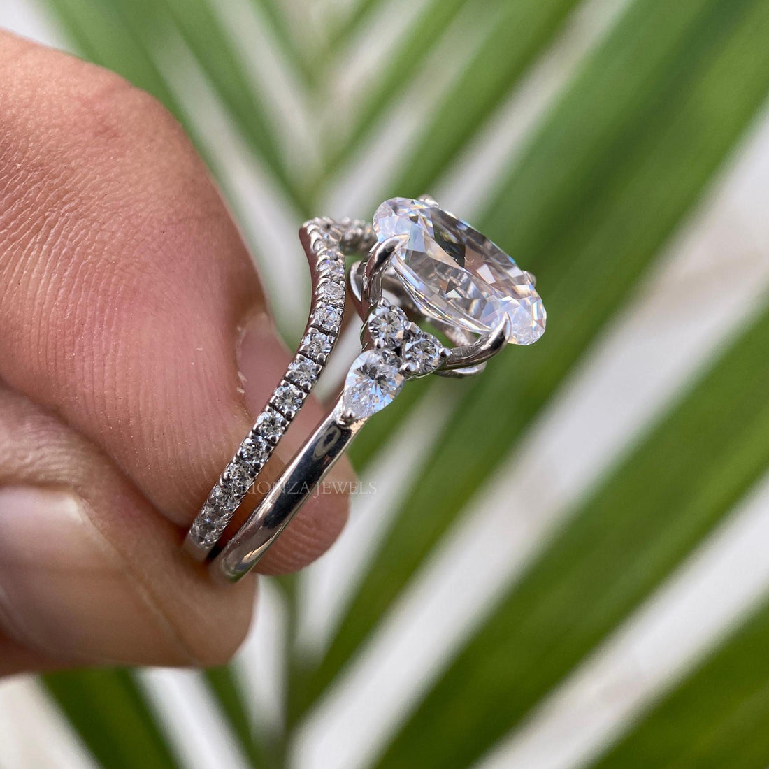 2.50 CT 14k White Gold Moissanite Bridal Set | Oval Engagement Ring