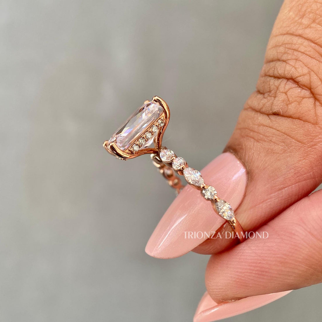 3 CT IGI Certified Radiant Cut Lab Diamond Engagement Ring Pave Set