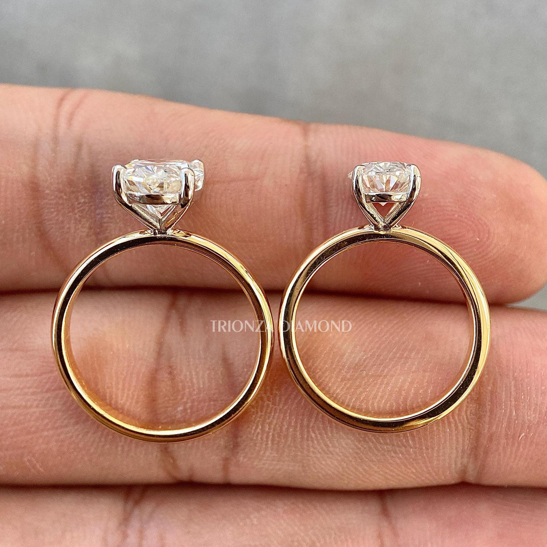 2/3 CT 14K Gold Lab Diamond Oval Solitaire Anniversary Wedding Ring