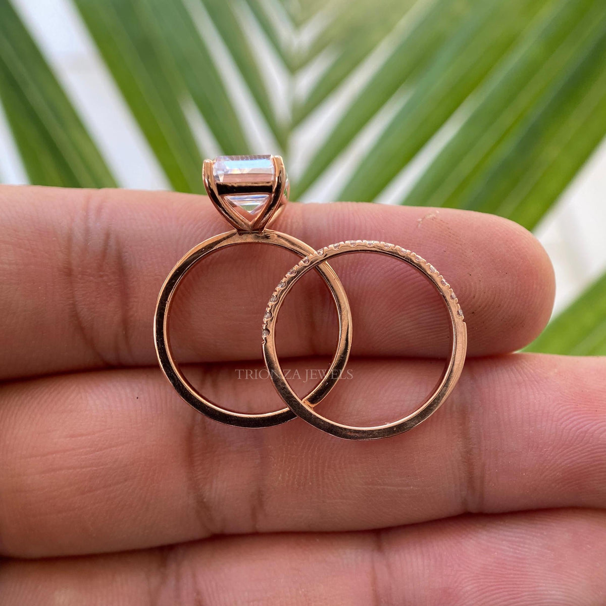 handmade moissanite bridal set