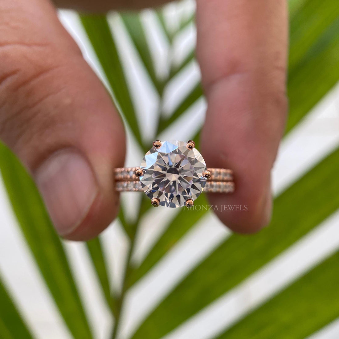 2CT Round Moissanite Bridal Set | 14K Rose Gold Wedding Ring