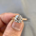 Close-up of the 7.3 MM round cut diamond set in a solitaire wedding ring