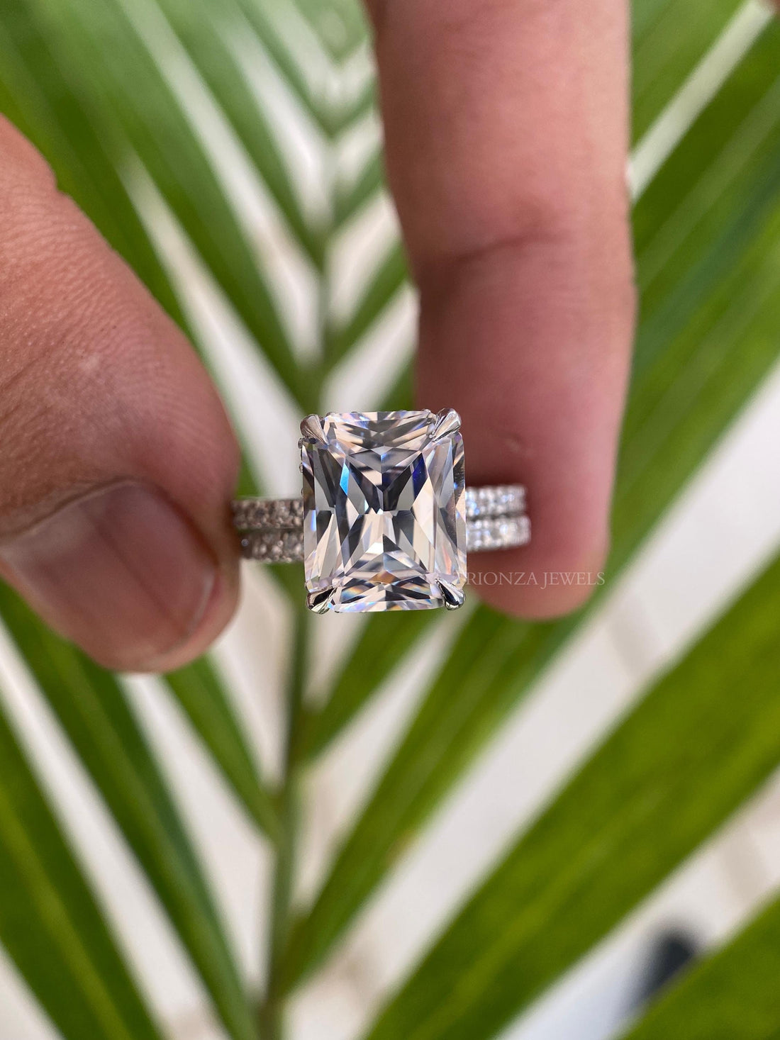 radiant cut moissanite ring