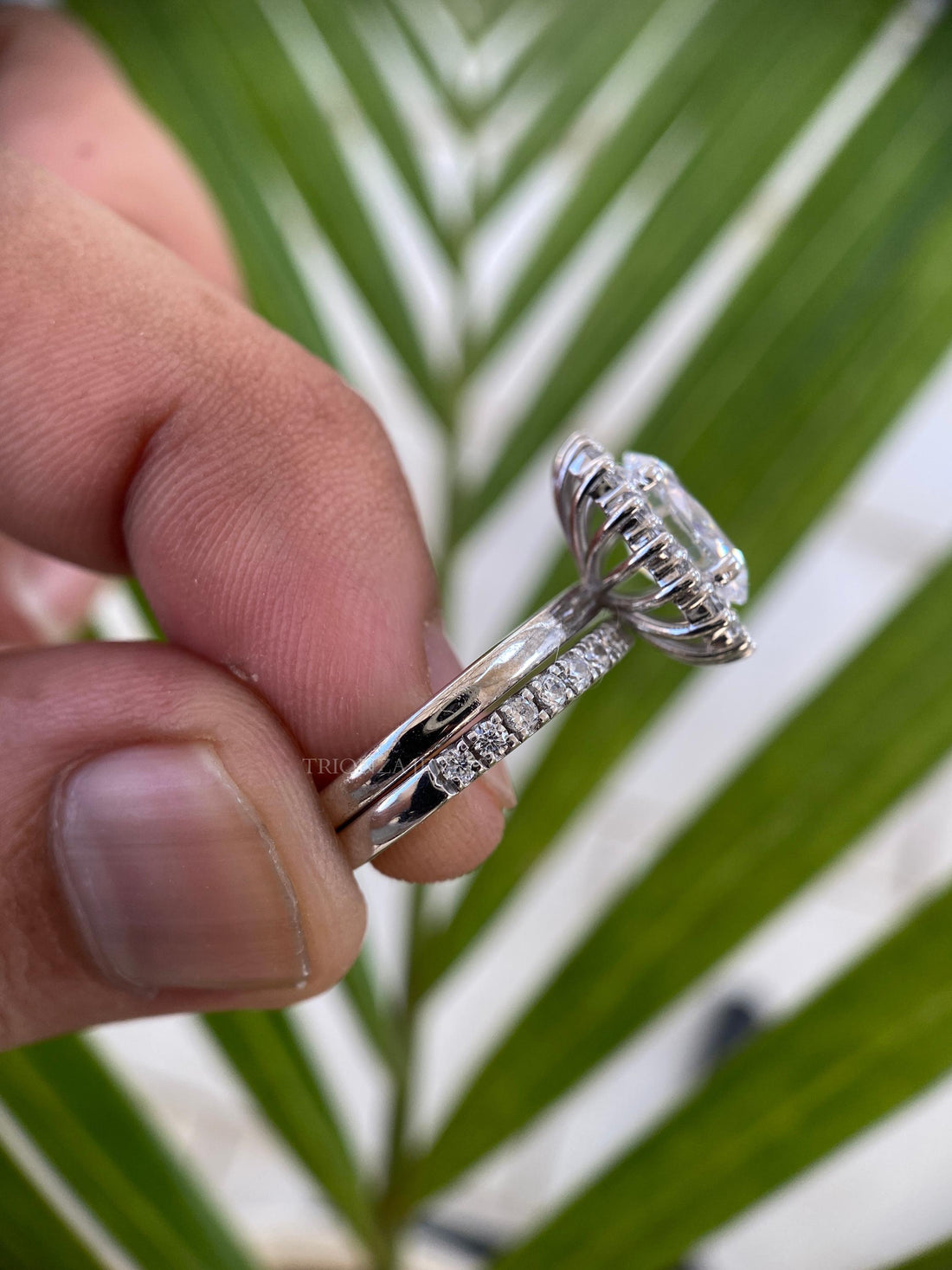 3 CT Oval Moissanite Engagement Bridal Set Ring - Wedding Band