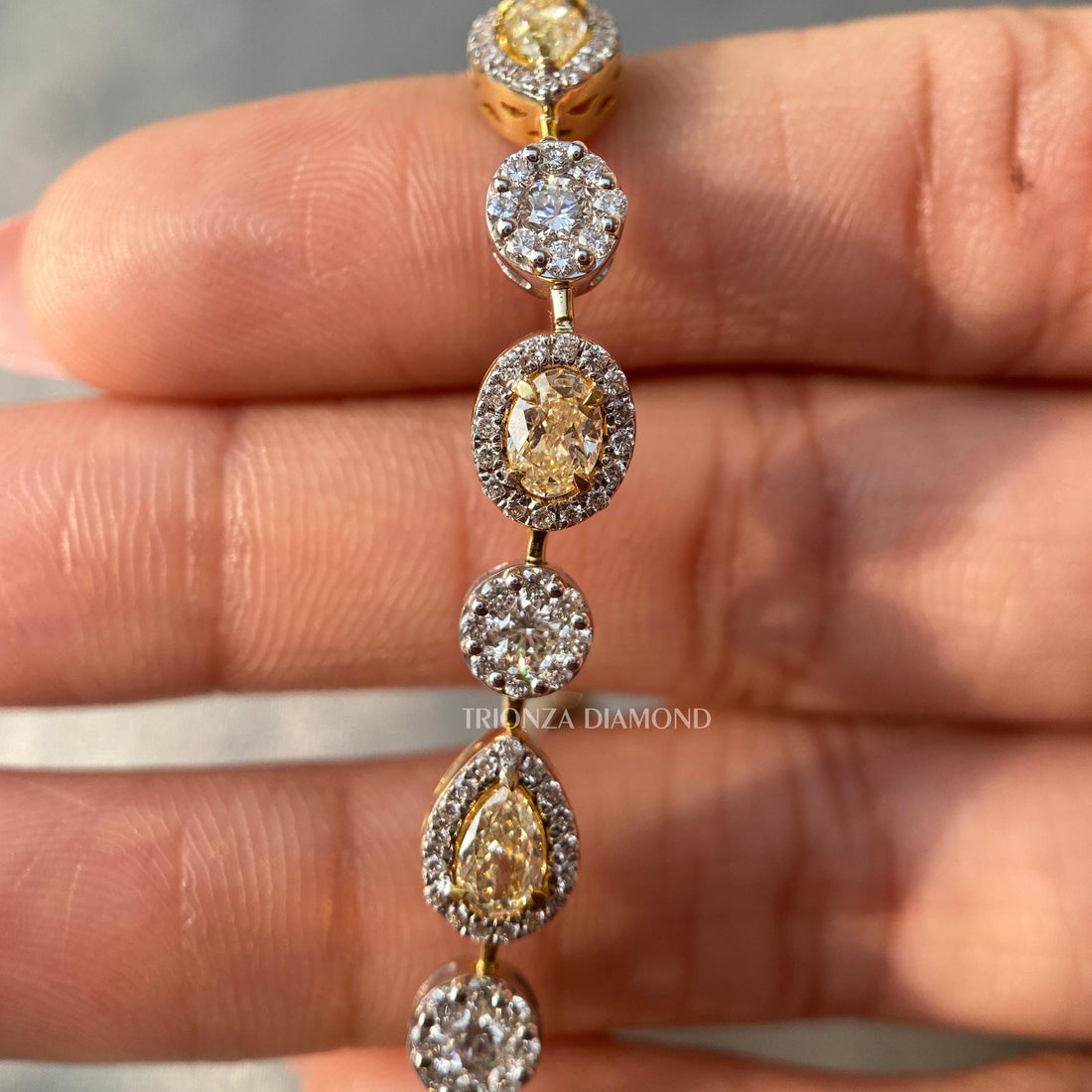 Vivid Yellow Multi-Shape Lab Grown Diamond Tennis Bracelet