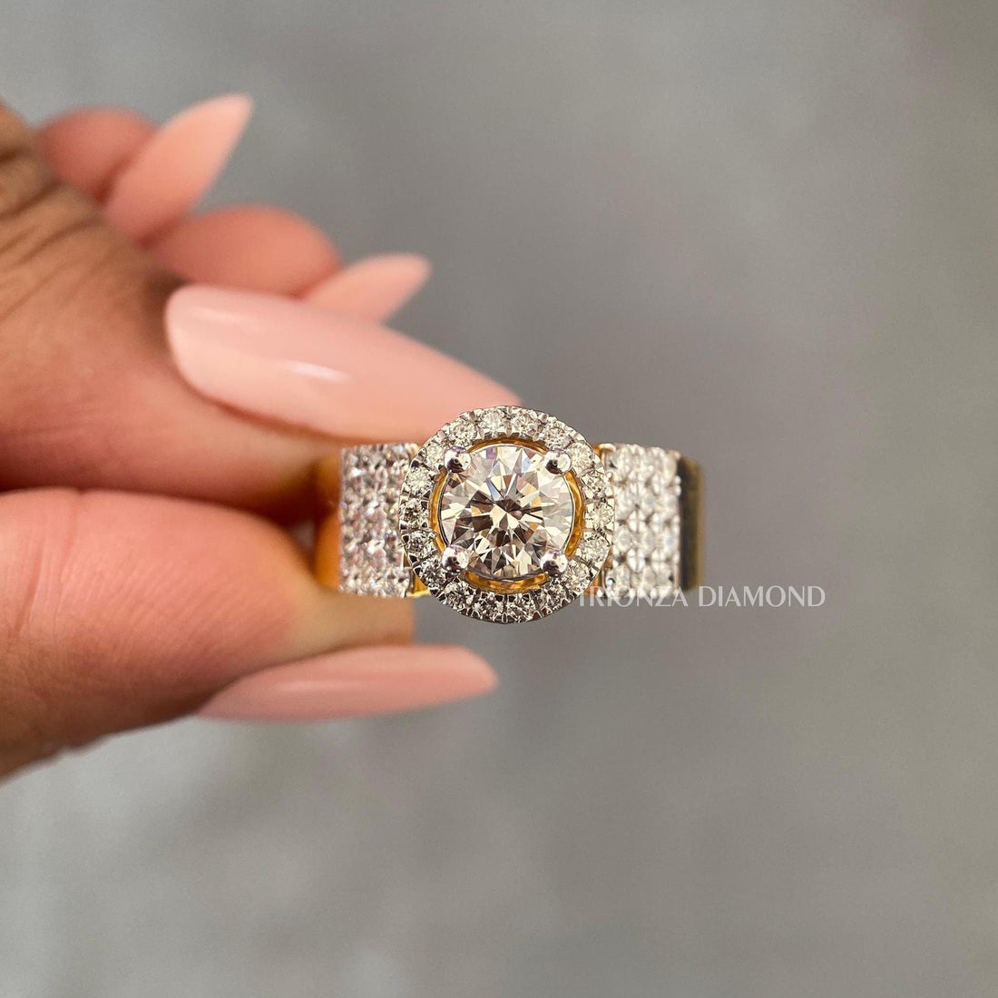 1.50 CT Round Halo Lab Grown Diamond Wedding Ring | IGI Certified D/VVS1