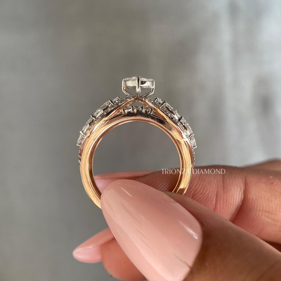 5.00 TCW Marquise & Round Cluster Lab Diamond Ring D/VS1 Wedding