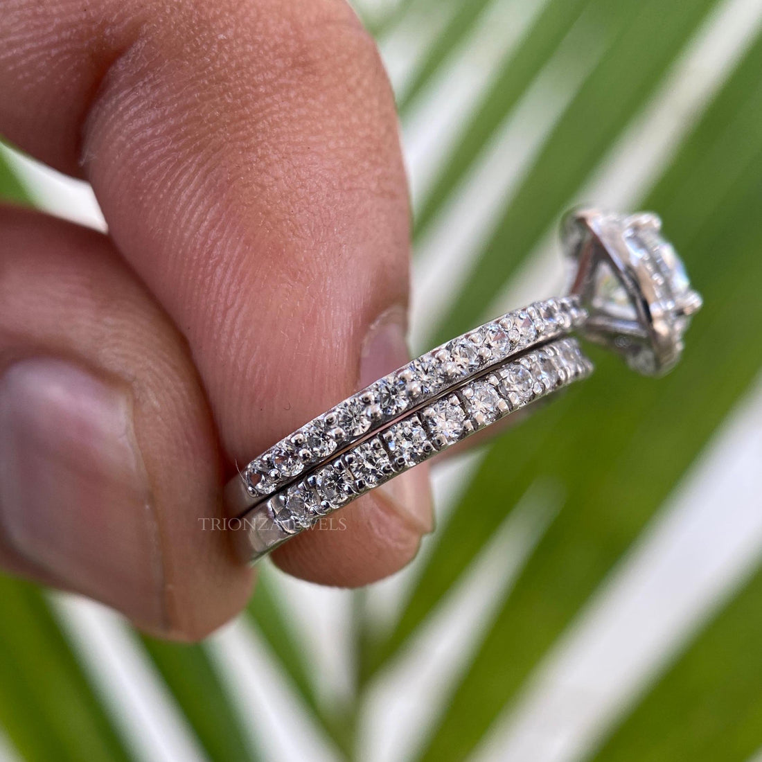 1 CT Round Moissanite Bridal Set - 14K Gold Wedding Ring For Her