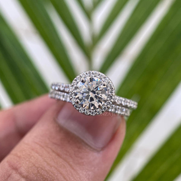 1 CT Round Moissanite Bridal Set - 14K Gold Wedding Ring For Her