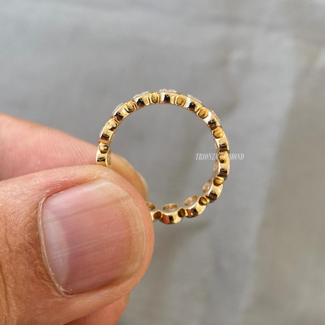 Oval Lab Diamond Eternity Band - Bezel Set 14K Gold Wedding Ring