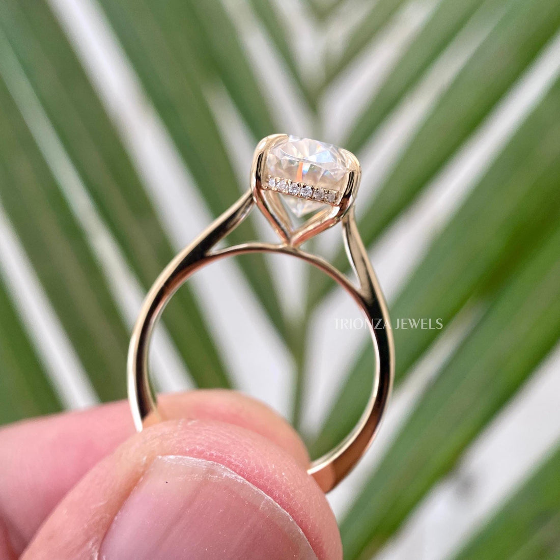 4 CT Oval Moissanite Engagement Ring | Hidden Halo 14K Gold