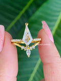 Vintage style Art Deco bridal set featuring a 2.00 Ct kite cut moissanite diamond