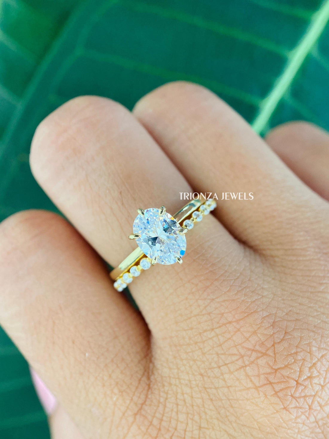 VVS Oval Moissanite Bridal Set - 1.50 CT 14k White Gold Ring