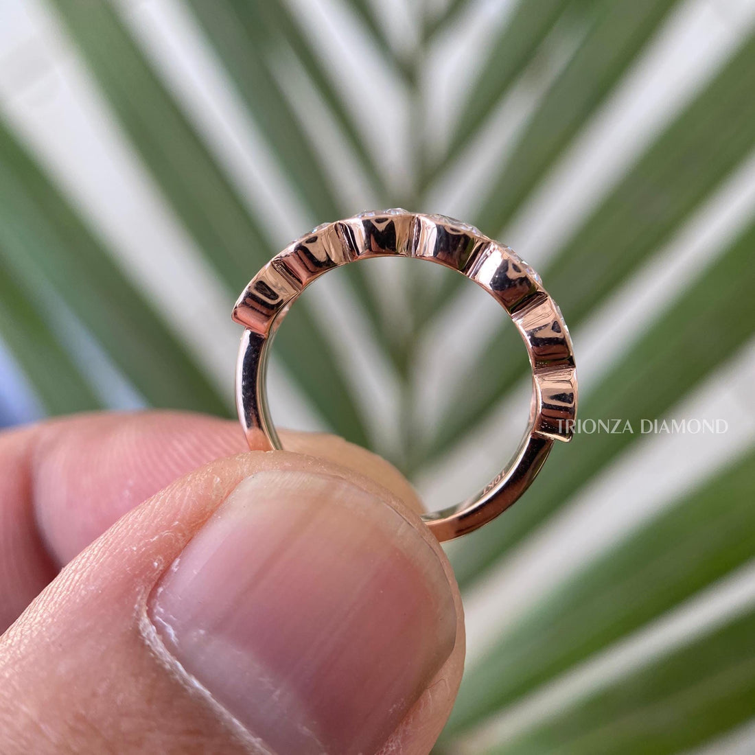 1.50 TCW Round Moissanite Bezel Set Half Eternity Wedding Band