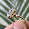 Handmade emerald cut solitaire ring crafted by TrionzaDiamond for bridal and anniversary gifting