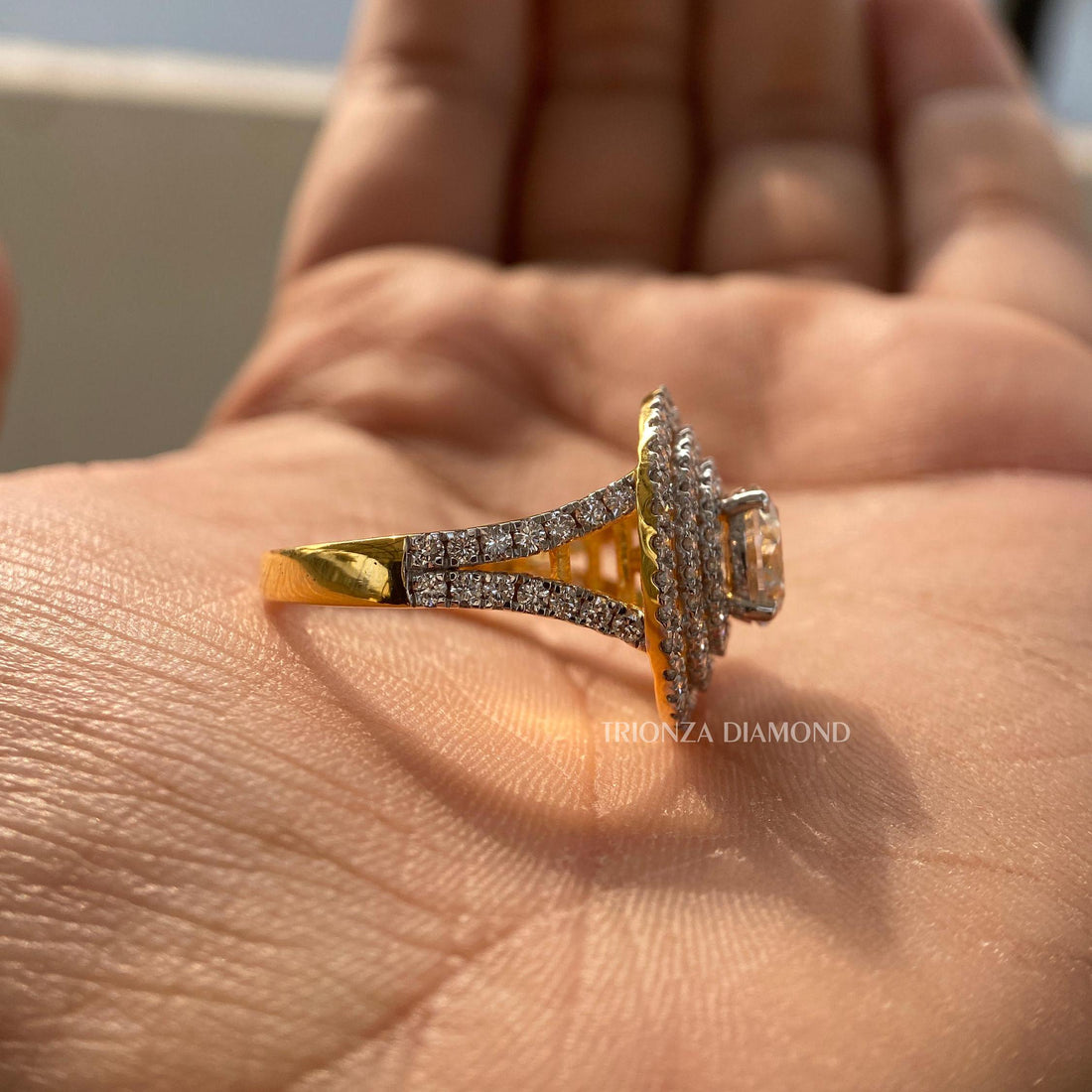 2 CT Lab Diamond Triple Halo Engagement Wedding Ring IGI Certified