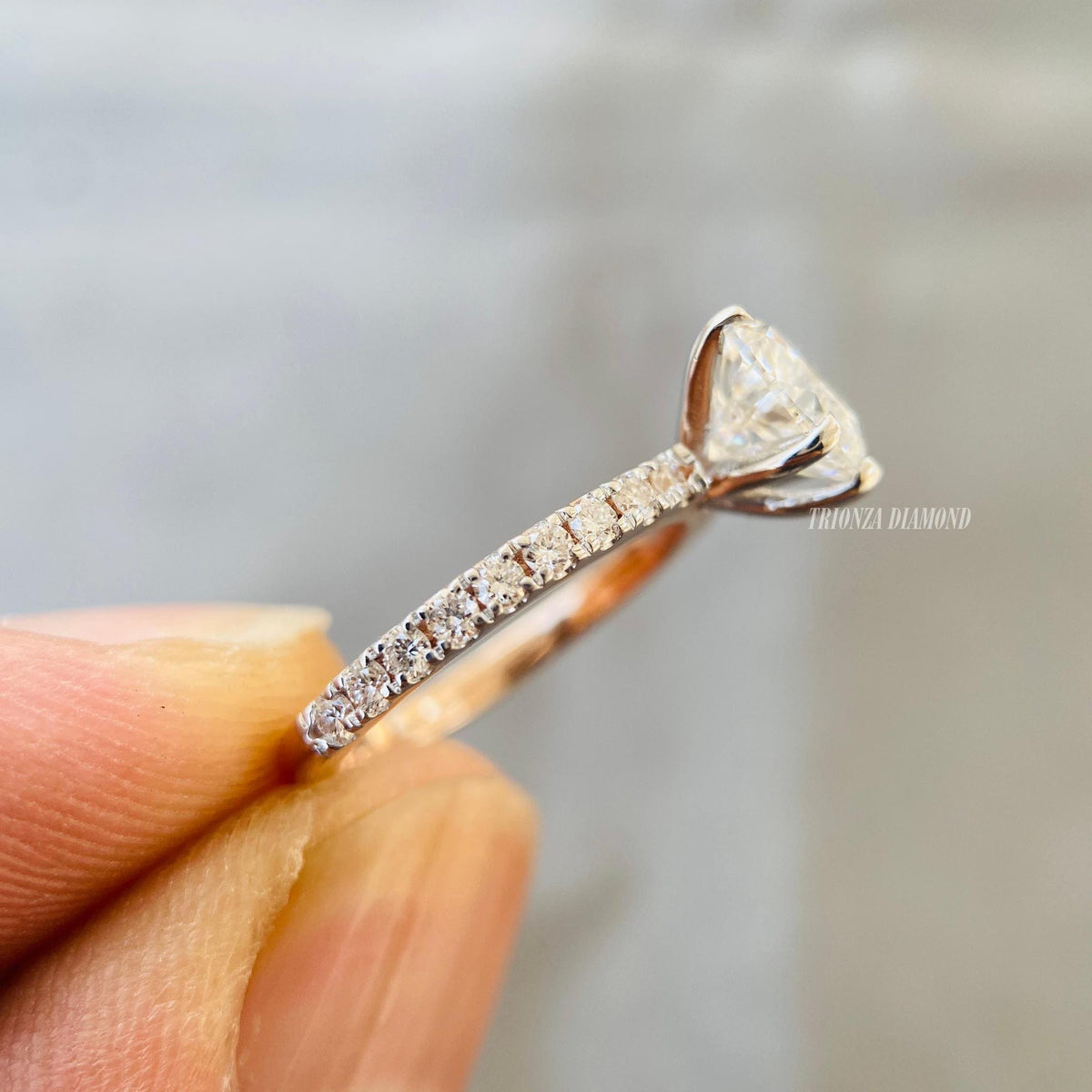 Close-up of the 1.5 CT heart cut D VVS1 diamond showing its clarity and brilliance