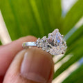 TrionzaDiamond pear moissanite ring crafted as a personalized wedding band for women