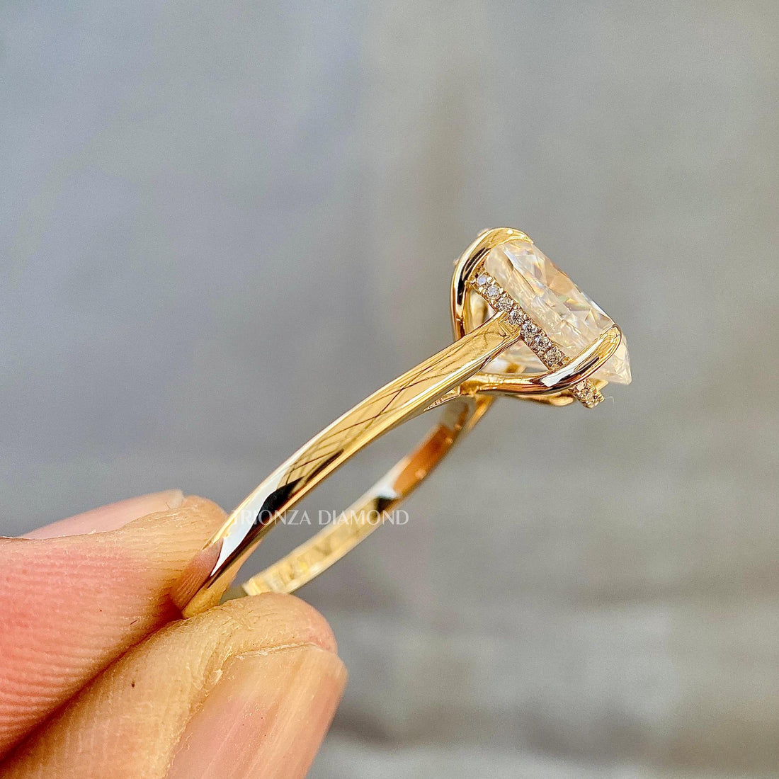 2.50 CT Oval Lab Diamond Engagement Ring - Hidden Halo, 14K Gold