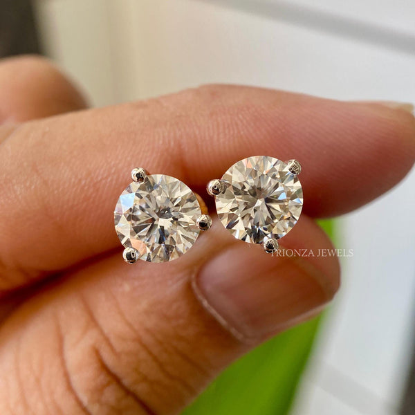 10K/14K Gold Moissanite Stud Earrings for Women | Screw Back