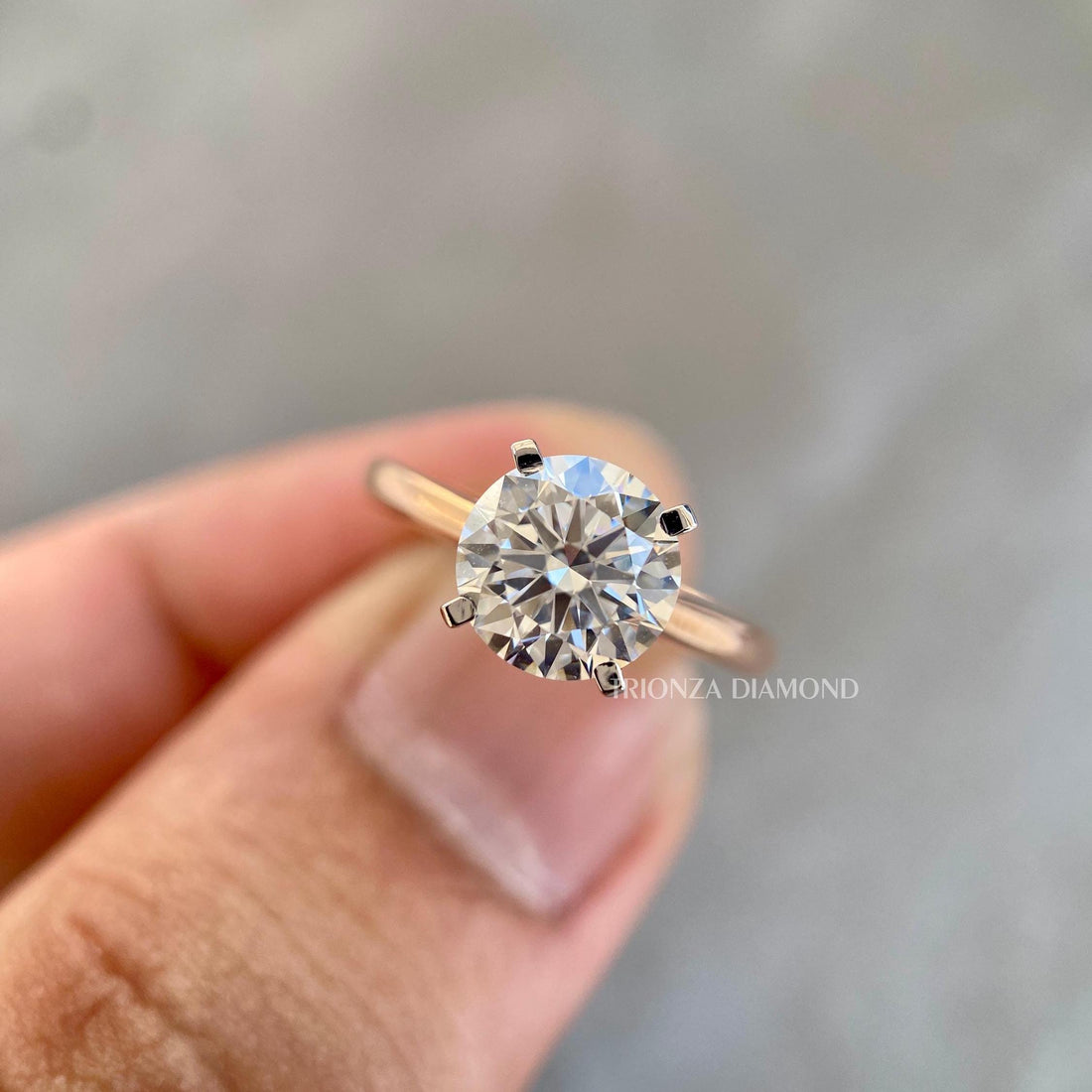 2CT Round Lab Diamond Solitaire Ring | E/VVS2 14K Yellow Gold