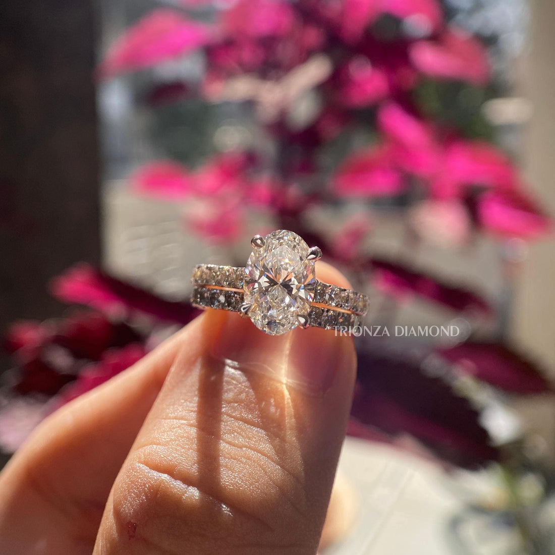 2CT Oval Lab Grown Diamond Wedding Ring Set 14K Gold Vintage Bridal