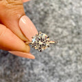Platinum solitaire engagement ring featuring a round cut lab grown diamond in a 6-prong setting