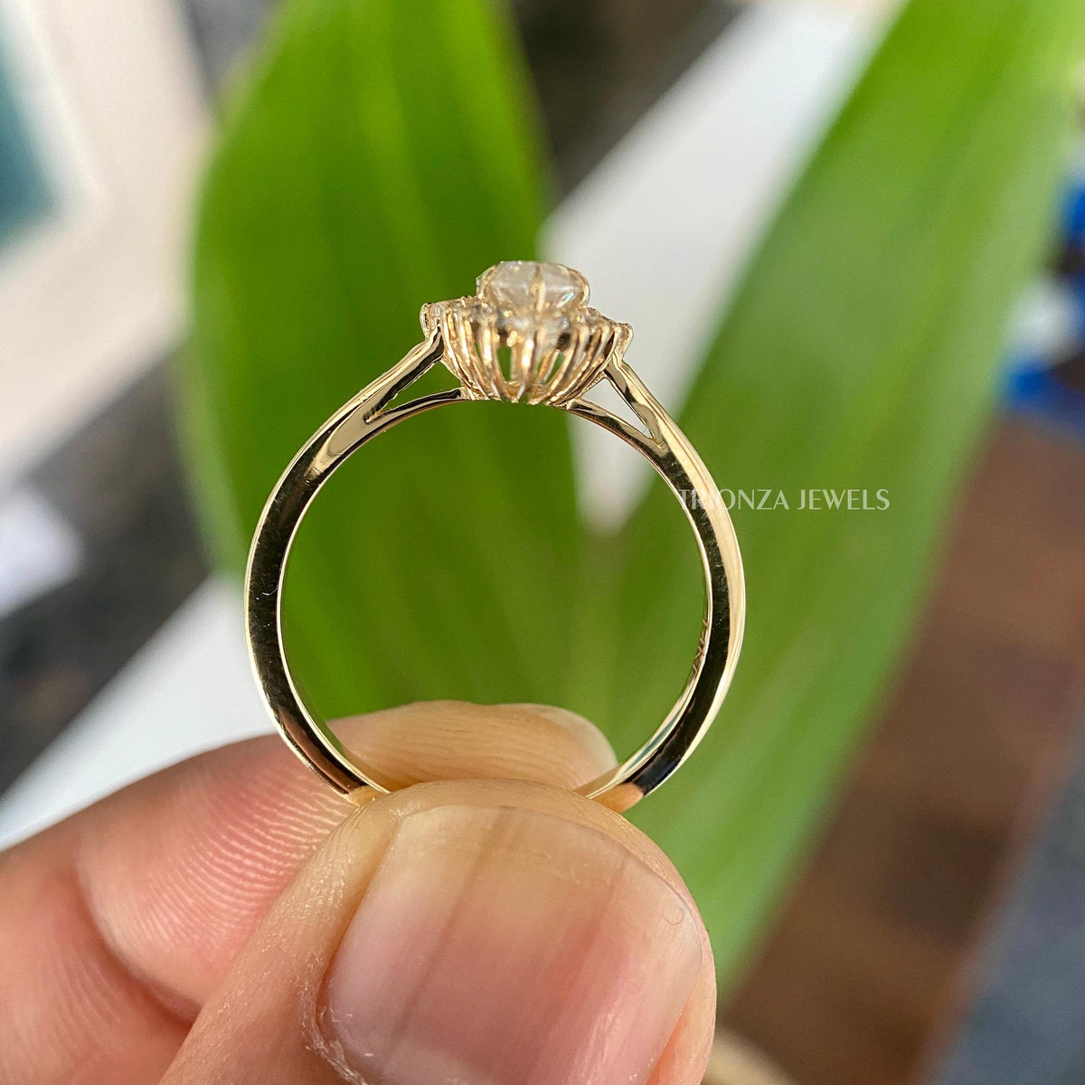 TrionzaDiamond marquise moissanite ring designed as a promise or anniversary gift for her