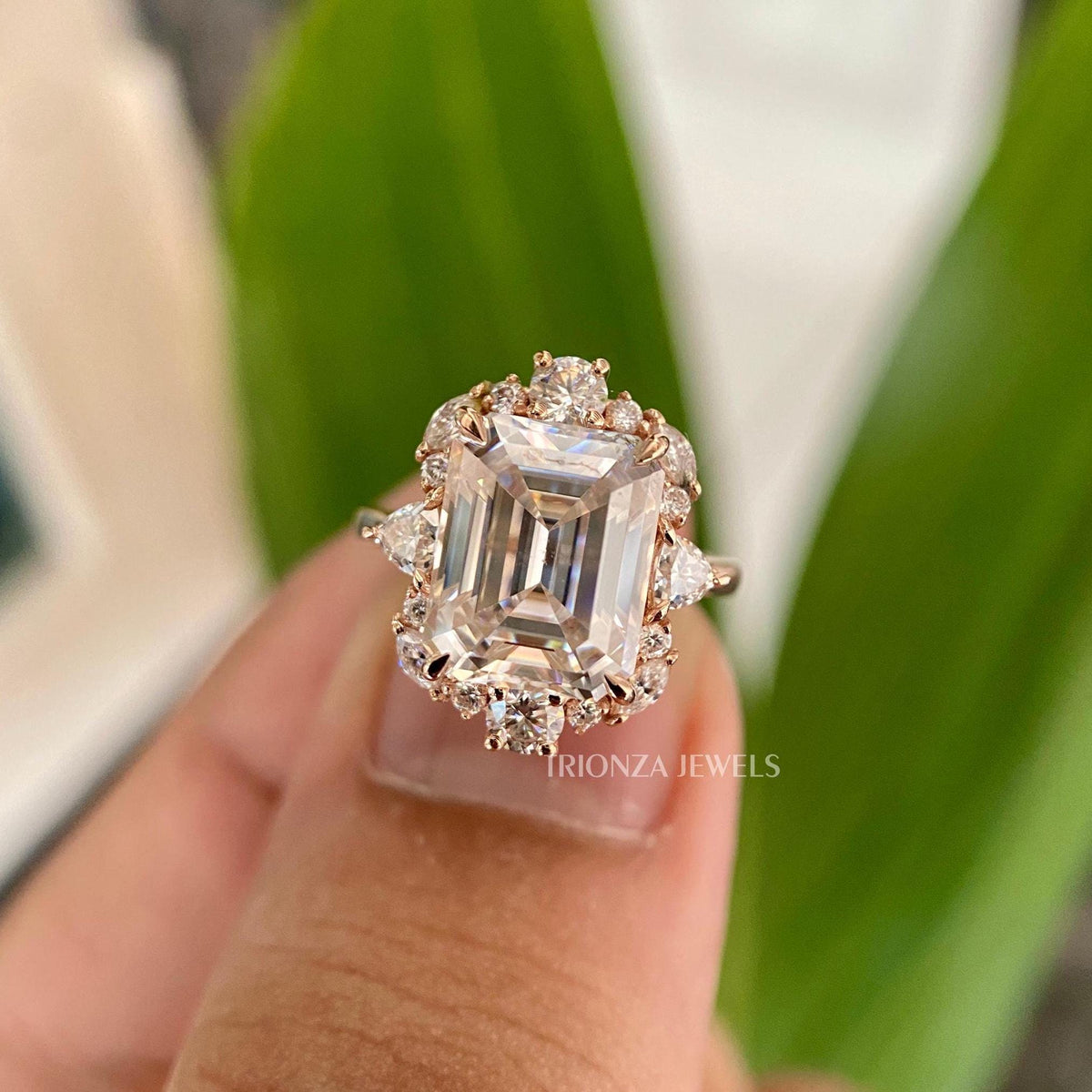 TrionzaDiamond engagement ring designed as a meaningful anniversary gift for her