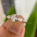 Solid gold engagement ring showcasing the unique double prong setting design