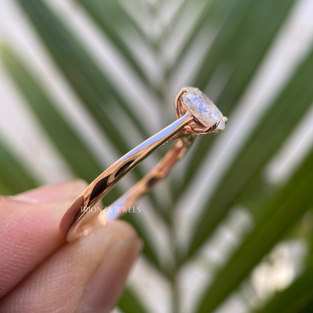 2.00 CT Oval Moissanite Engagement Ring | 14K Rose Gold Solitaire