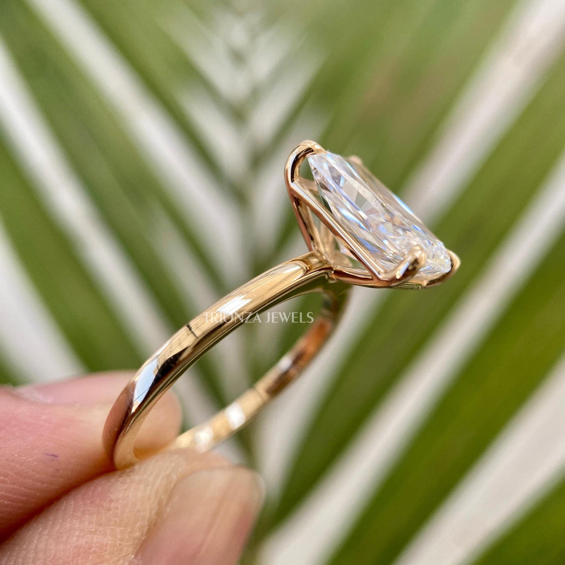 4 CT Radiant Moissanite Wedding Ring, 14K Gold Anniversary Gift