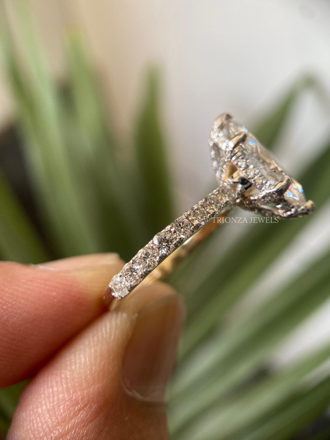 Vintage 2CT Marquise Moissanite Engagement Ring - 14K Gold Pave