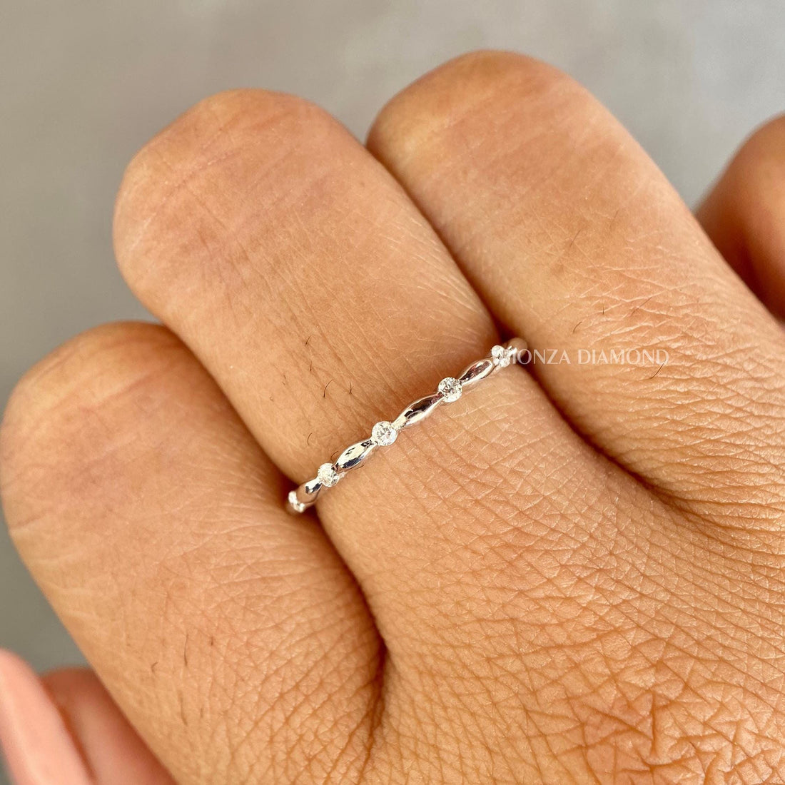 Vintage 1.5MM Round Lab Grown Diamond Half Eternity Wedding Band