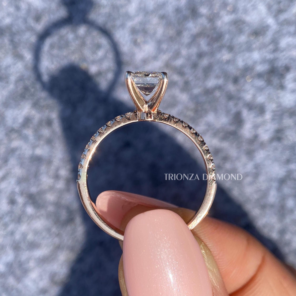 Pave band engagement ring crafted in 18K gold for elegant bridal wear
