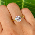 Round cut moissanite engagement ring featuring a 2 CT stone set in 14k solid gold
