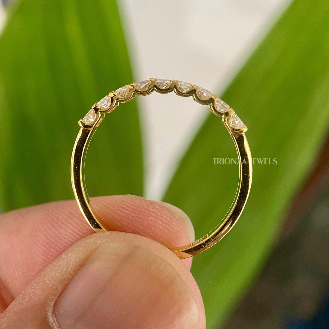 Radiant Moissanite Eternity Band | 18K Yellow Gold Stackable Ring