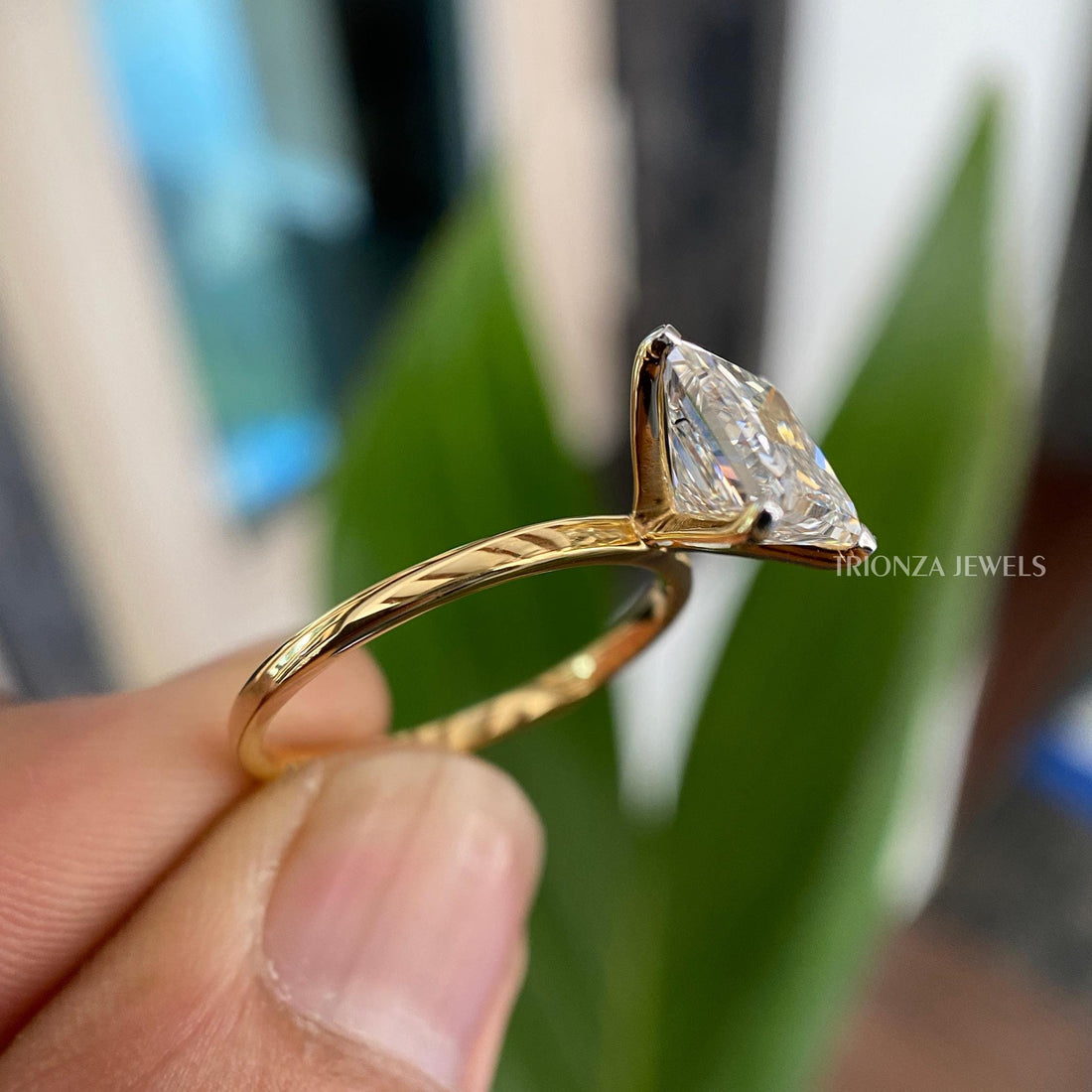 2ct Princess Cut Moissanite Engagement Ring - 14K Yellow Gold