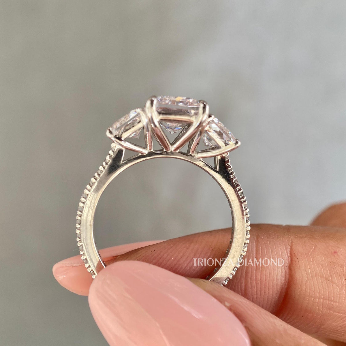 pavé band engagement ring