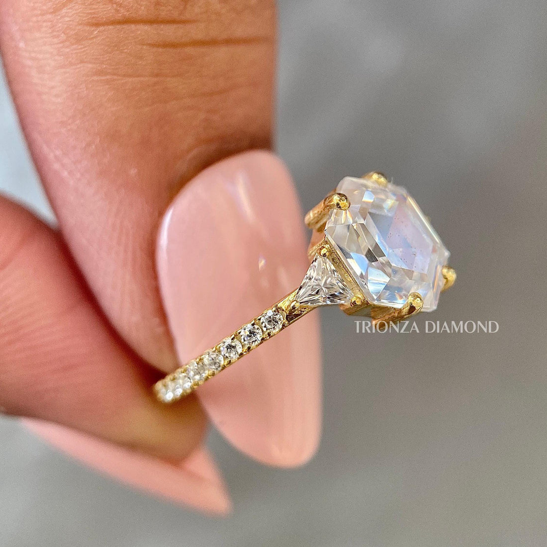 1.50 CT Hexagon Lab Diamond Engagement Ring - IGI Certified