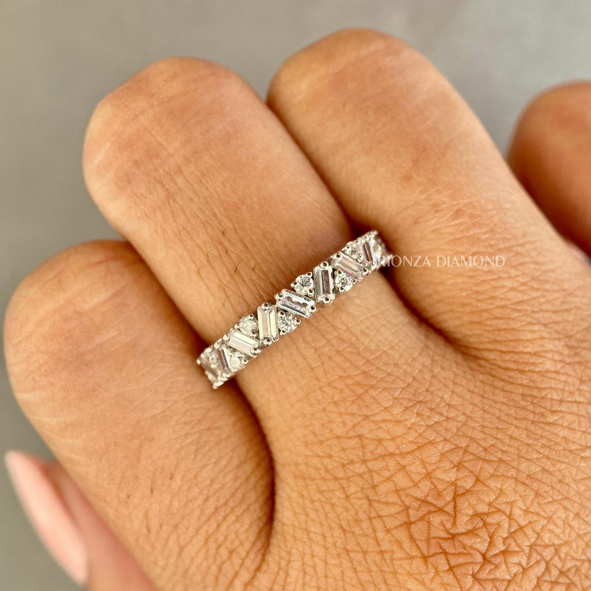Stackable diamond wedding band designed for everyday elegance and anniversary wear