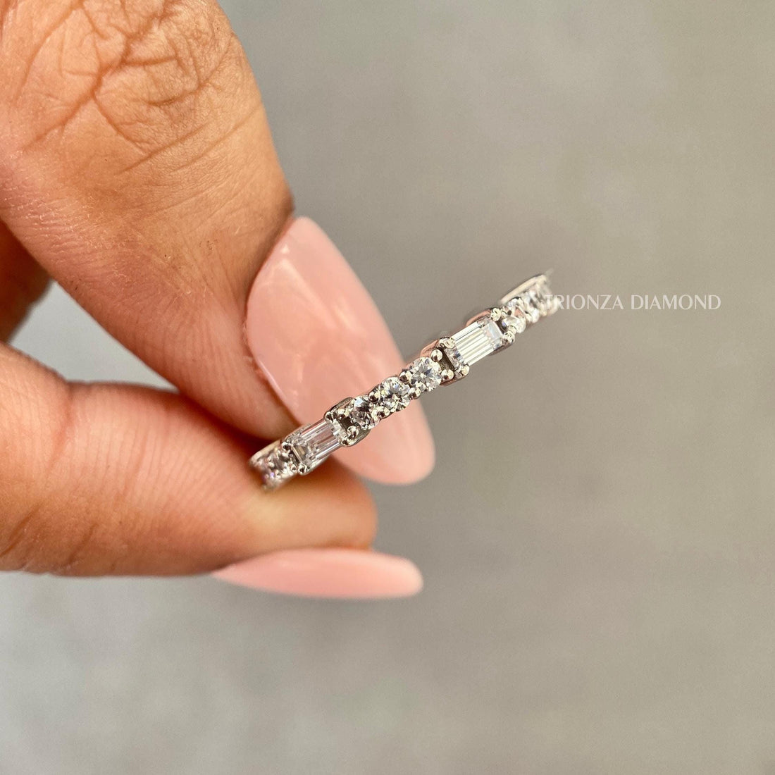 1.35 TW Lab Grown Baguette & Round Diamond Eternity Wedding Band